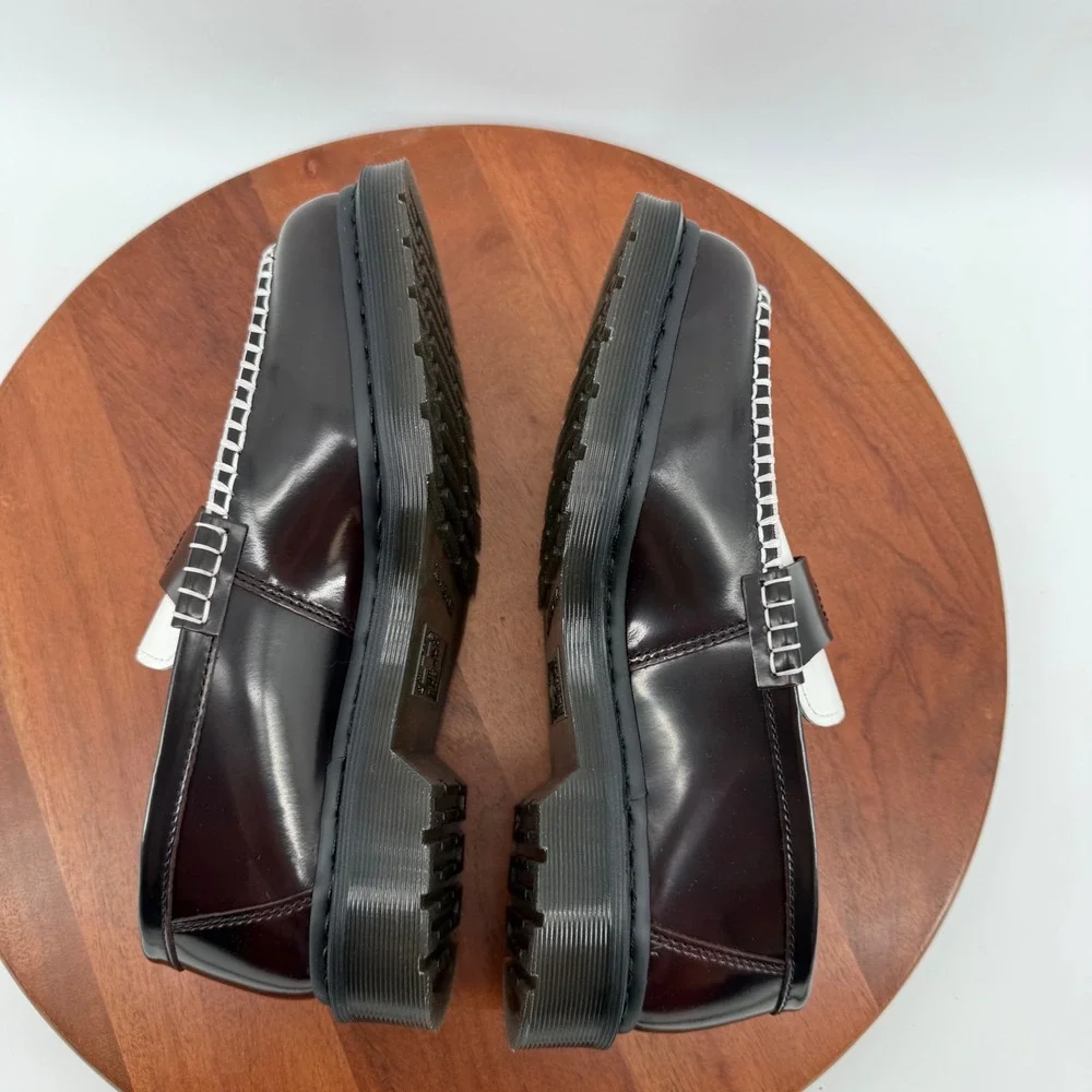 Dr. Martens Penton Heart Loafers Womens Cherry Red White Leather Shoes Size 11